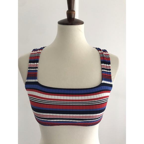 Solid & Striped Bikini Top The Cleo Striped Ribbed Pullover Swimwear - Picture 1 of 9